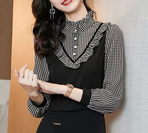 Camisa/ Blusa Feminina Moda Coreana Social Elegante Babados