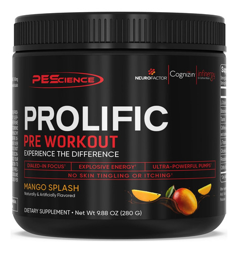 Pescience Prolific Pre Workout Pre Entreno 20 Servs Sabor Mango Splash
