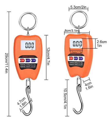 B¡scula Balanza Colgante Ganchodigital Lcd Portátil 200kg Naranja