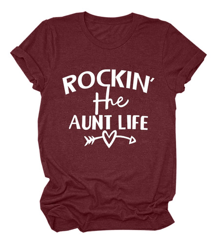 Hotkey Rockin The Aunt Life Camiseta Para Mujer Cuello Manga