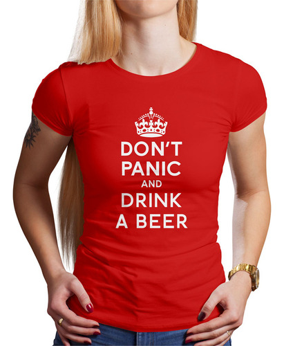 Polo Dama Don't Panic And Drink A Beer (d0903 Boleto.store)