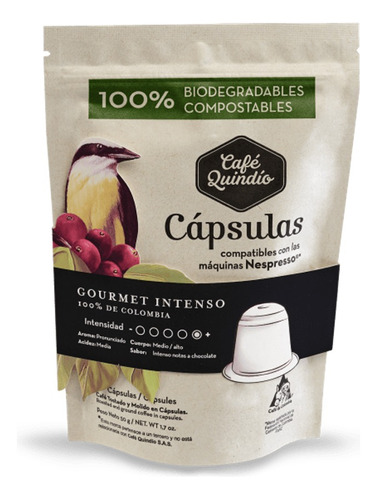 Café Quindío Gourmet Intenso X40 Cápsulas Origen Colombia