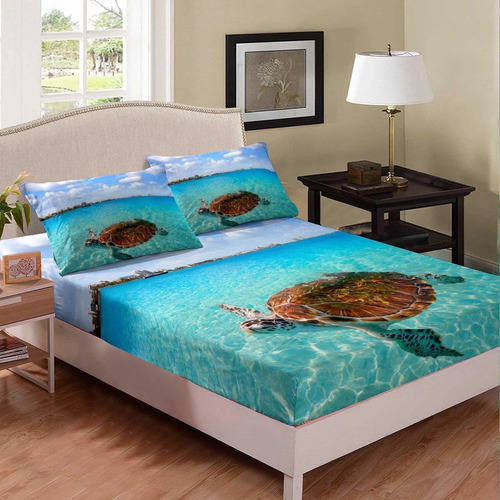 Juego De Ropa De Cama Con Diseño De Tortuga Marina, Ju...