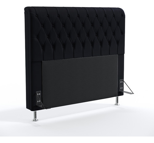 Cabeceira Para Cama De Casal Bellatrix 140 Tecido Veludo Cor Preto