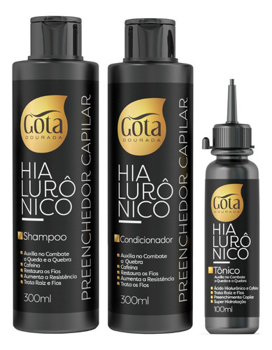  Kit Shampoo Condicionador Tonico Hialuronico Preenchedor