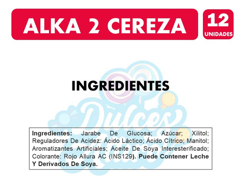 Caramelos Alka 2 Capas Sabor Cereza Y Frio Caja 12 Unidades
