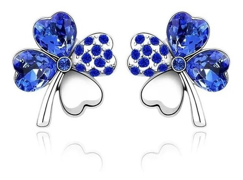 Set Joyería De Trébol Collar + Aretes Cristal Austriaco
