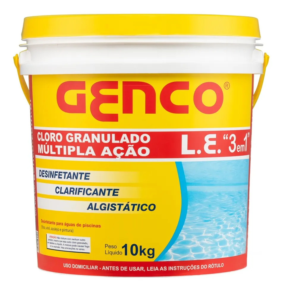 Genco Cloro Múltipla Ação 3 Em 1 10kg + Genfloc 1l De