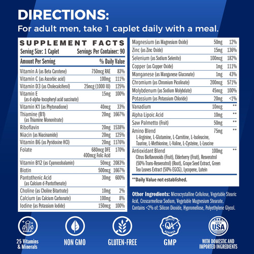 Multivitamínico Ultra 360 Hombres Minerales Vitamina A, C, D