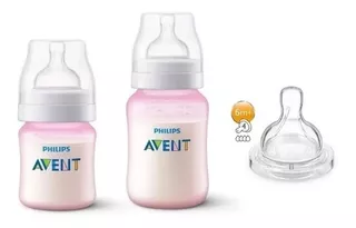 Set De Biberones Y Tetina Avent Philips Anti-colic Rosa