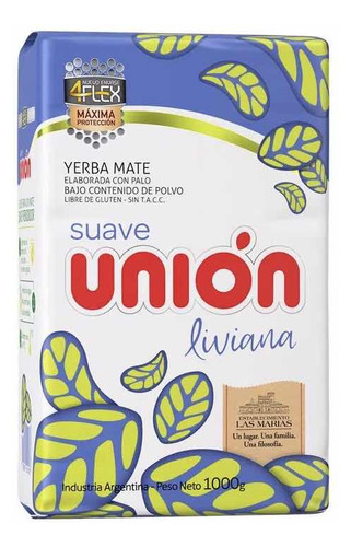 Yerba Mate Union Suave Liviana 1kg con palo - sin tacc