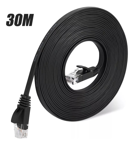 Cable Red Plano De 30 Metros Categoría 6 Cat6 Rj45 Utp Ether