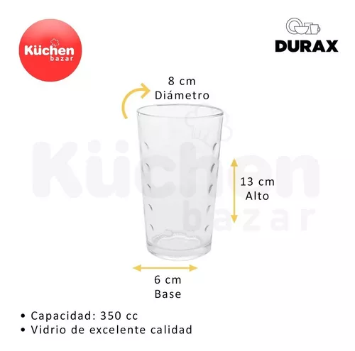 Vasos Vidrio Durax Alto 350 Ml Irupe Transparente Pack X 6