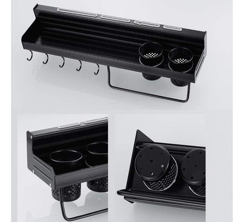 Escurridor Colgante Aluminio Estante Cocina Baño Negro 40cm