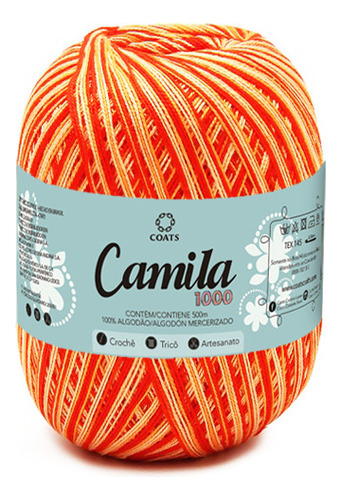 Linha Camila 1000 Mesclada 150g Tex 145 Crochê Várias Cores Cor 05333 - Laranja Escuro/claro