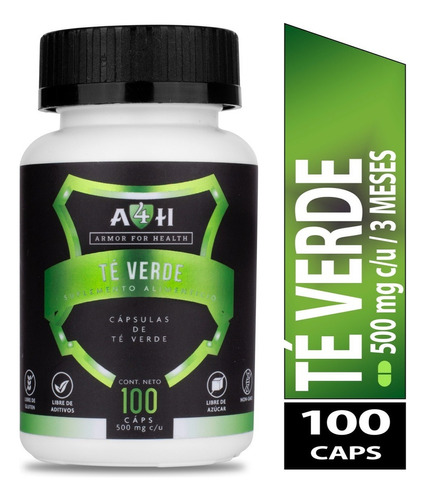 Te Verde 100 Cáps A4h Salud Armor4h Vida Antioxidante 500mg Sabor Sin Sabor