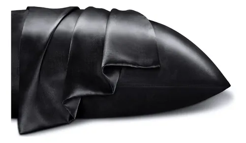 Funda Para Almohada En Satin Anti Frizz Cuida Cabello Negro