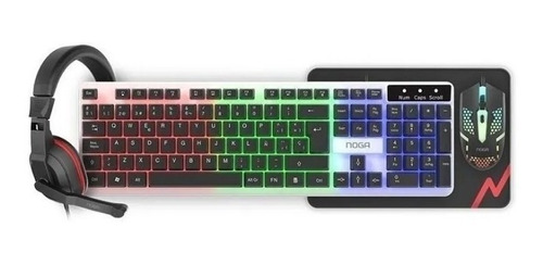 Kit Gamer Noga Teclado Mouse Auricular Pad 4en1 Nkb413 Combo