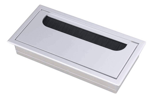 Pasacables Organizador Inomax Im4192 Para Escritorio, Plateado, 160x80 Mm, Encastrable Con Tapa Y Cepillo