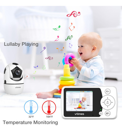 Monitor De Bebé Con Cámara Y Audio Vtimes, -blanco