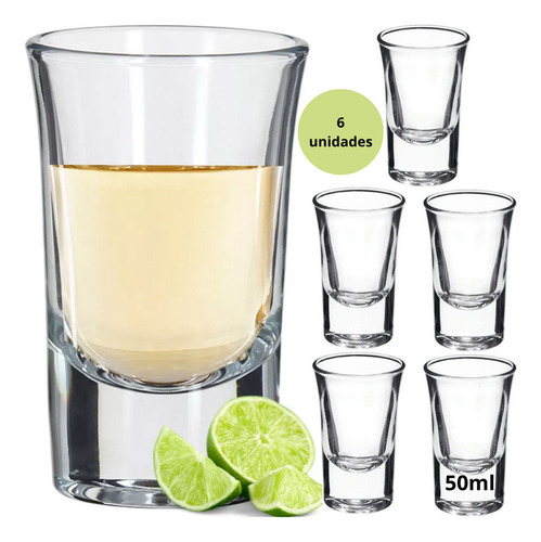 6 Copos Shot Dose Vidro Cachaça Vodka - Rei Dos Termicos