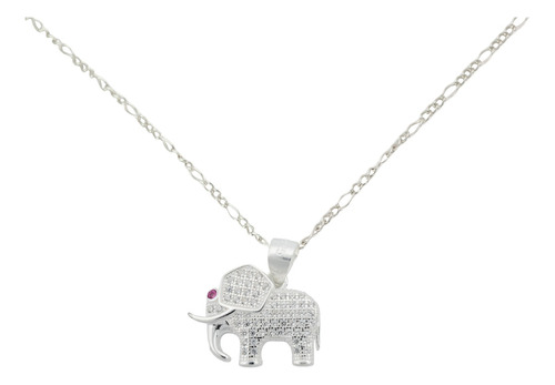 Dije Elefante Ojo Rosa Zirconia 100% Plata Fina .925 