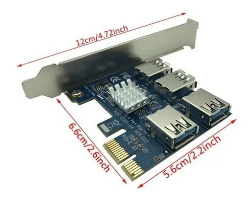 Tarjeta Interna Pci Express 1x Con 4 Puertos Usb 3.0 Mineria