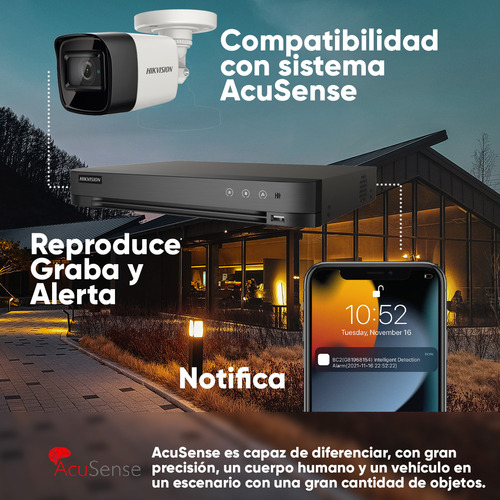 Hikvision Kit De 4 Cámaras De Seguridad Metálicas Bala Turbohd 4k 8mp Exterior Ip67 Ir Exir 30 Mts + Dvr 8mp 4 Canales Turbohd + 4 Canales Ip + 2tb Hdd Modelo Ids2ce16u0t-plus-sc+2tb