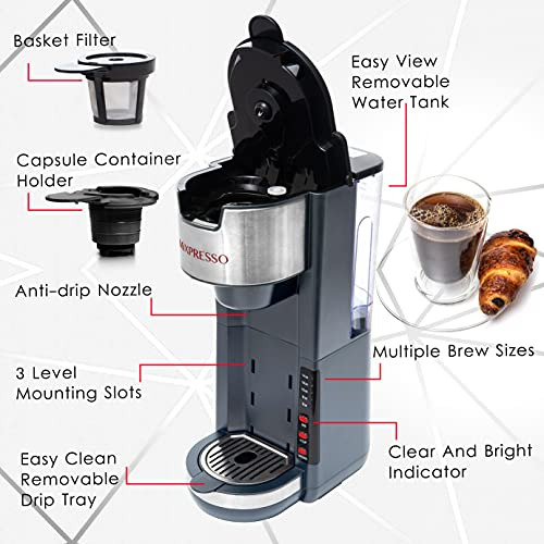 Mixpresso Single Serve 2 En 1 Coffee Brewer K-cup 196wh