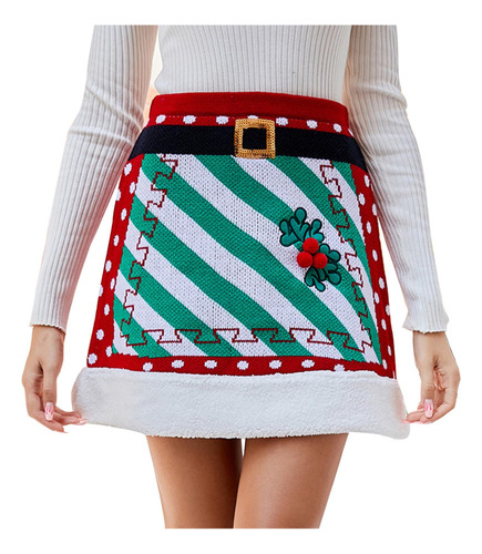 Traje Navideño I Skirt P61 Para Mujer, Bordado Y Empalme