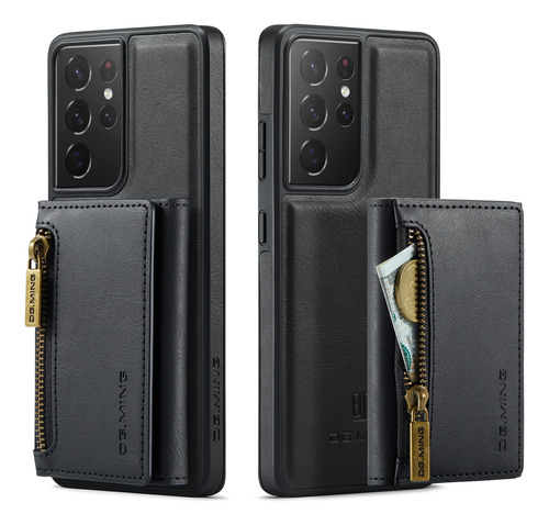 Para Samsung S21 Ultra Zip Wallet Magnetic Phone Case Cuero