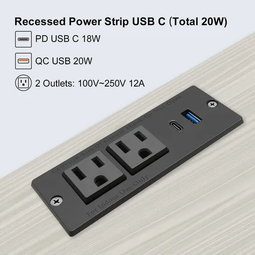 Regleta De Alimentacion Empotrable Usb C, Estacion De Alimen