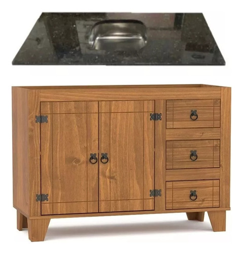 Mueble De Cocina En Madera + Pileta Granito Labrador Medio