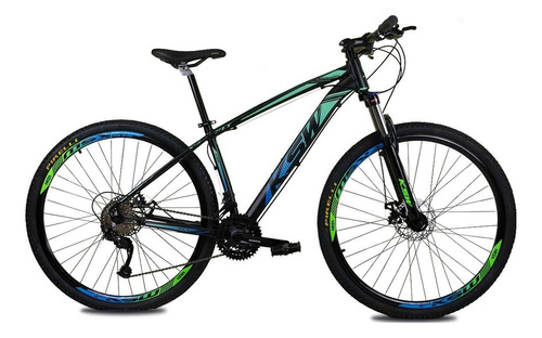 Bicicleta Aro 29 Ksw Alivio 7.0 27v Hidraulico Pdv Integrado Cor Verde/azul Tamanho Do Quadro 21