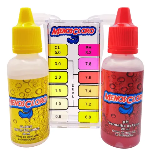 Kit Teste Medidor Ph E Cloro E Alcalinidade agua piscinas