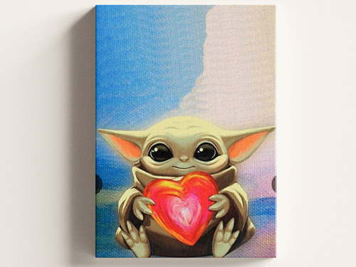 Cuadro Canva Baby Yoda Corazón 60x60 (matte/glossy)