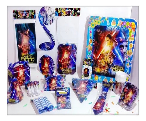 Kit Decoración Infantil Star Wars Fiesta 12 Invitados Niños