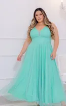 Comprar Vestido Longo Festa Madrinha Manga Curta Plus Size Evasê