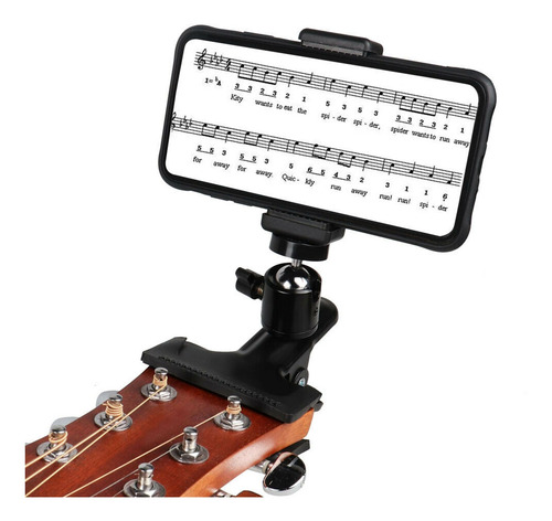 1pc Guitarra Negro Headstock Teléfono Móvil Soporte Soporte