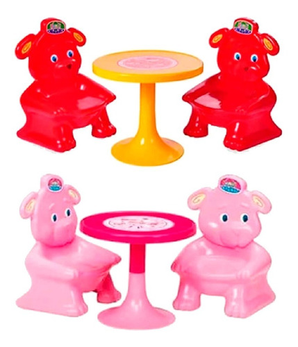 Juego Set De Mesa Y 2 Sillas Infantil Osito Marca Rondi Byp