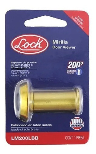 Mirilla Para Puerta Lock Lm200lbb Latón Brillante