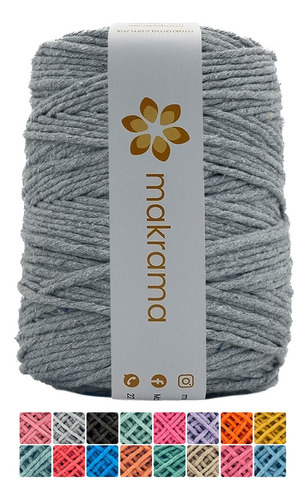 Hilaza De Algodón Para Macrame 3mm Colores Color Gris Denim