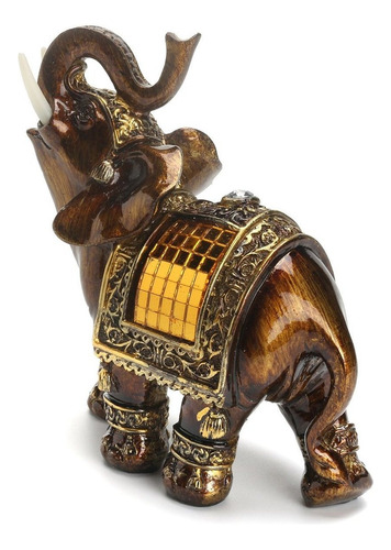Elegante Tronco De Elefante En Feng Shui Color Latón Resina