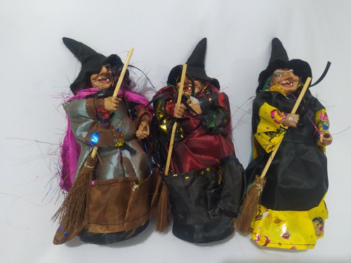 Imagem 1 de 5 de Kit 3 Bruxinhas Para Decoração Festa Halloween Enfeite