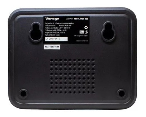 Imagen 4 de 5 de Regulador de voltaje Vorago AVR-200 1400VA entrada y salida de 110V - 120V negro