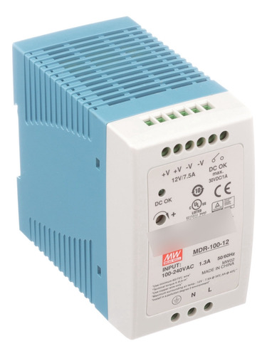 Mdr-100-12 Fonte Chaveada AC/DC 90w, Saída 12vdc 7.5a Mean Well