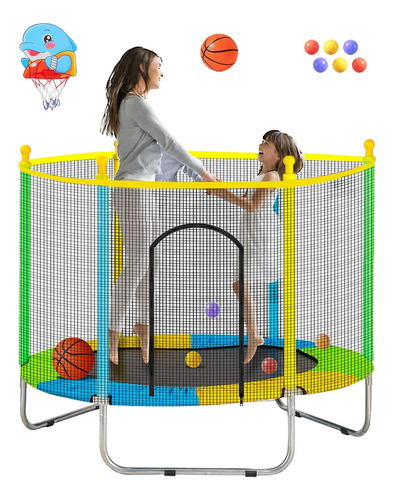 Trampolín Juoe 5 Ft Para Niños Para Niños Con Aro De Y Con Y