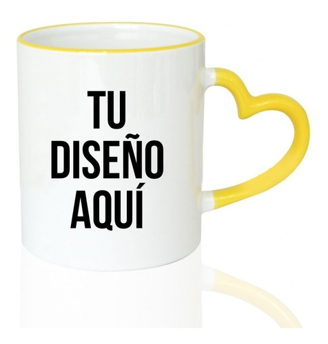 Mug Pocillo Personalizado Borde Color Oreja Corazon 11oz