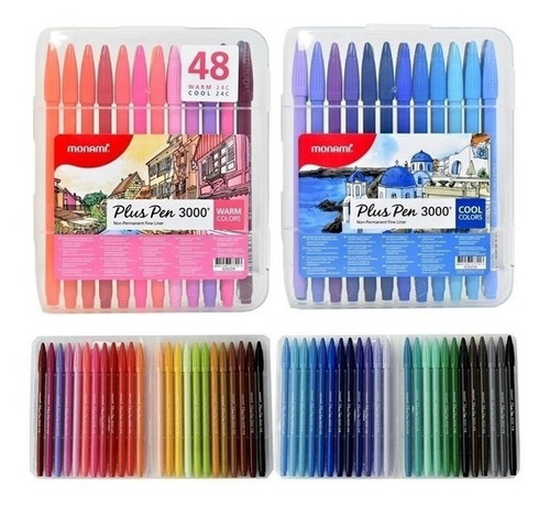 Set 48 Colores Monami Plus Pen 3000 Colores Calidos Y Frios