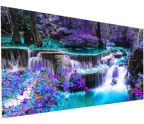 Kit De Pintura Con Diamantes 5d Cascada En El Bosque 70x40